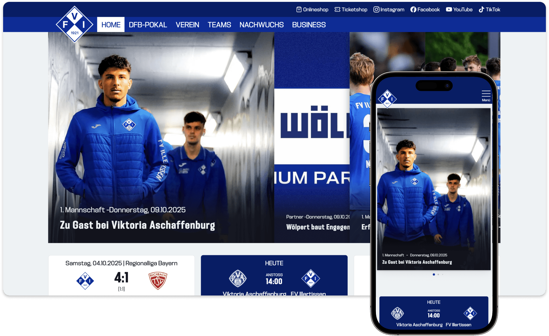 Website und App von FV Illertissen, umgesetzt mit ClubShare