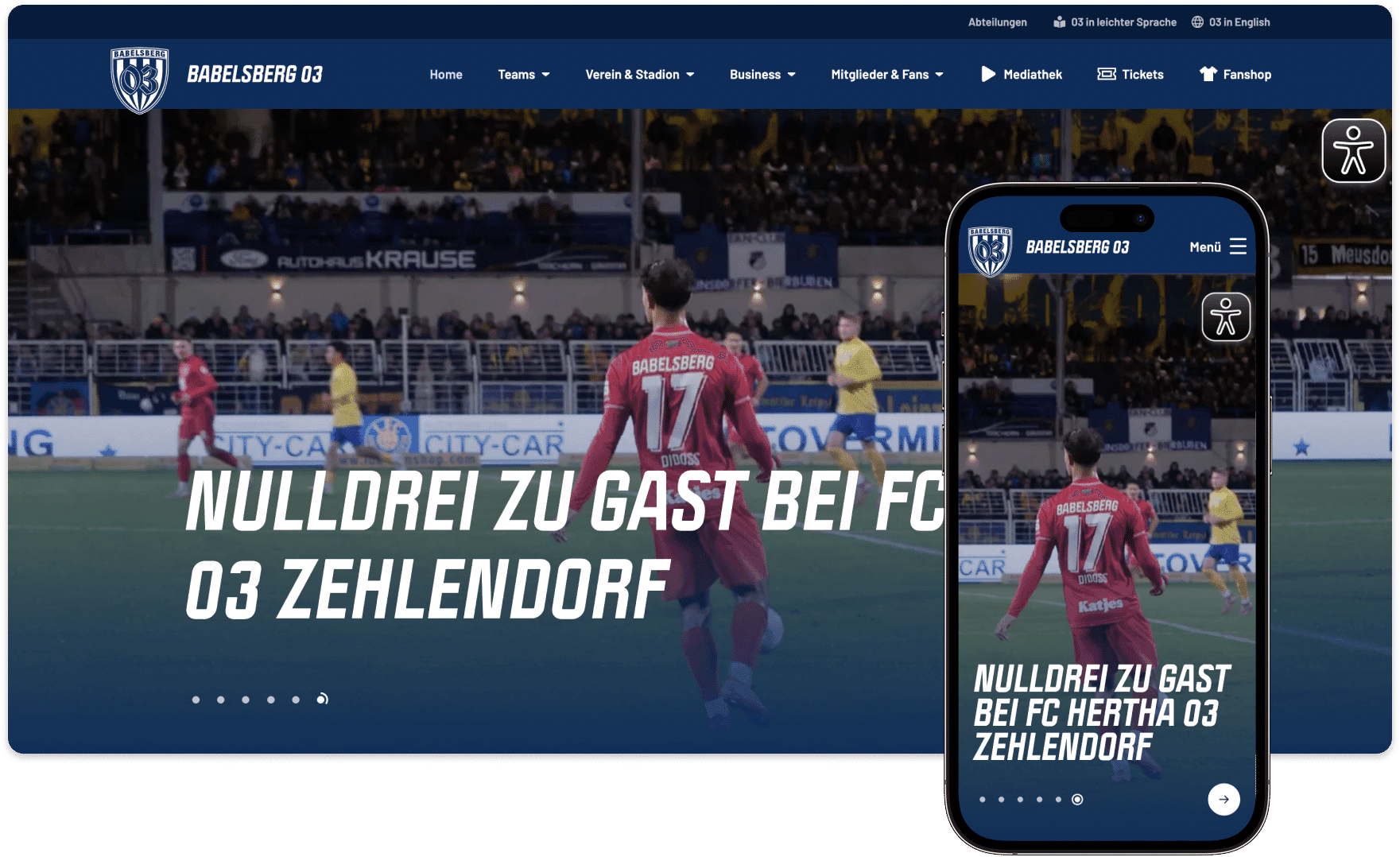 Website und App des SV Babelsberg 03, umgesetzt mit ClubShare