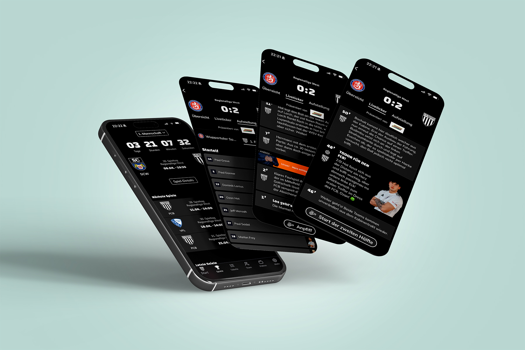 Liveticker Ansicht in der ClubShare App