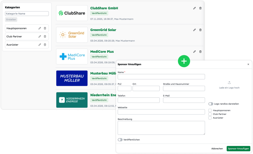 sponsorenverwaltung clubshare
