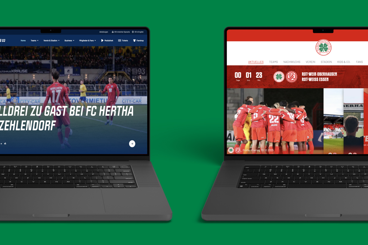 Website für einen Fußballverein auf Laptop und Smartphone – Spielplan, Kader und News im Vereinsdesign Title: Website für Fußballverein erstellen